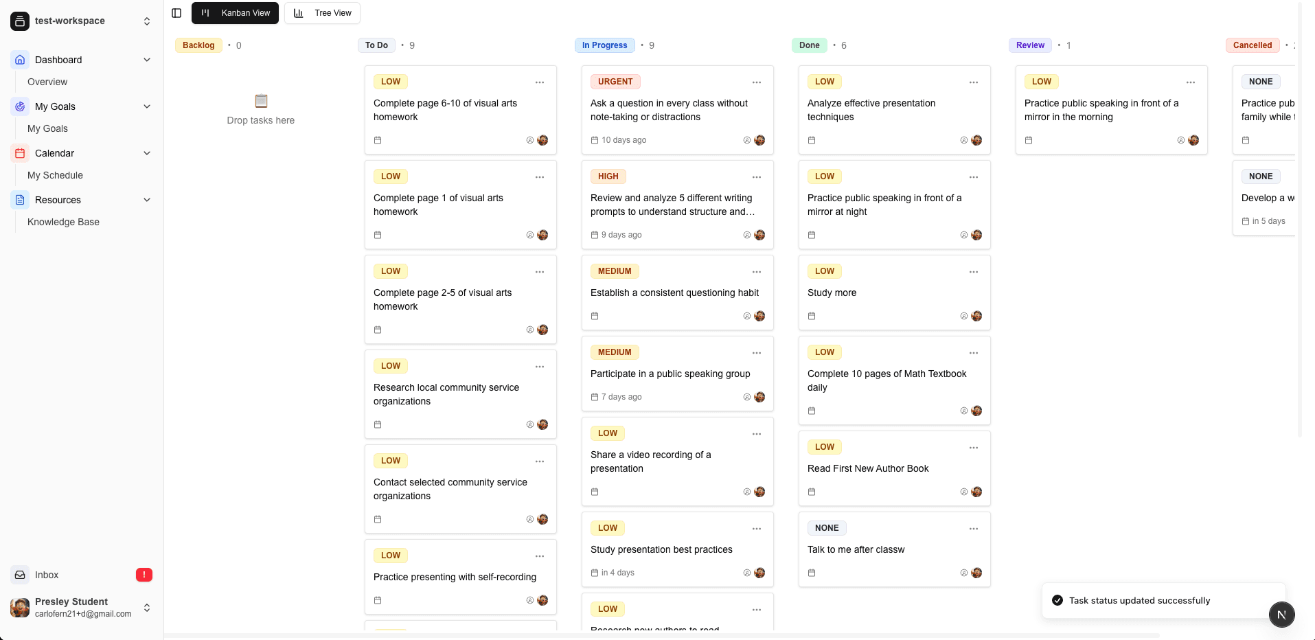 Student Portal Kanban Board